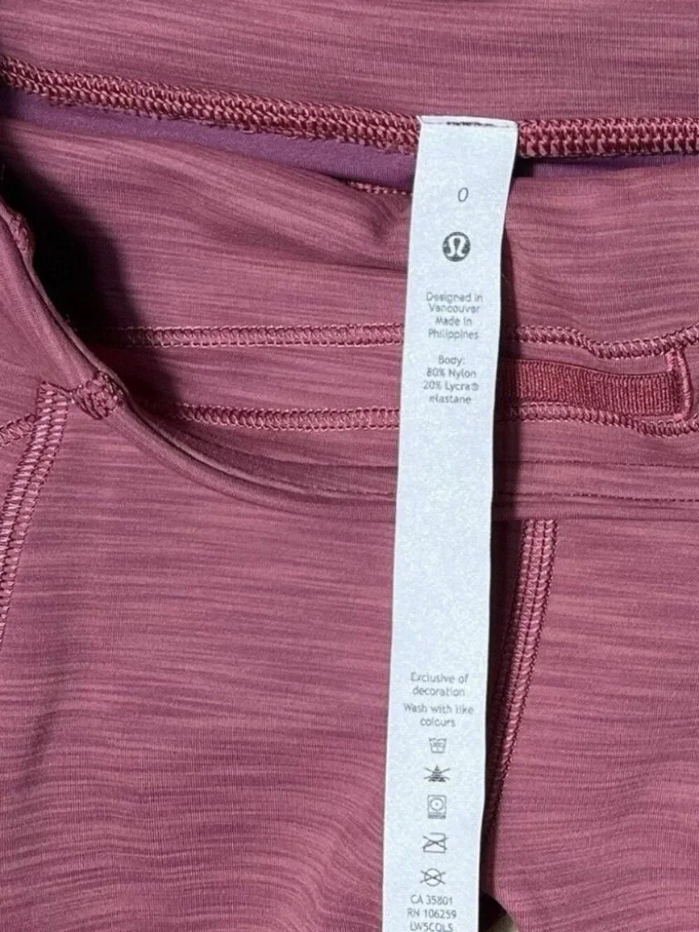 Lululemon Heathered Mulled Wine Invigorate High-Rise Leggings - Size 0